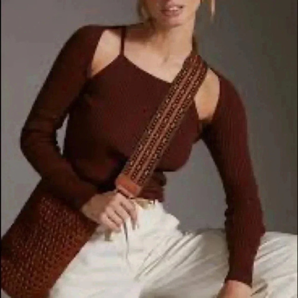 Anthropologie Ribbed Cut Out Sweater Top 1x - Picture 1 of 11